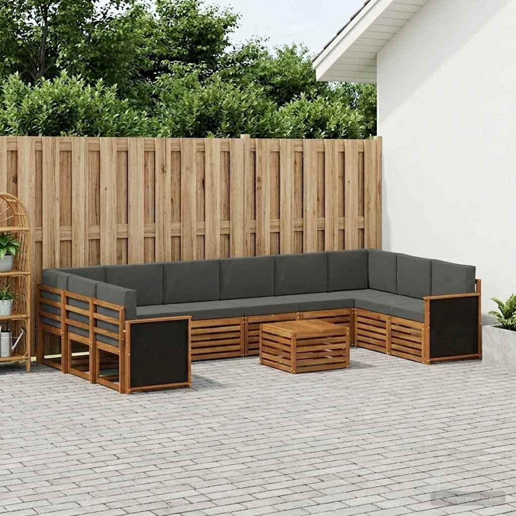 Möbel Outdoor-Sofagarnitur mit Kissen 8 pcs Natur und AnthrazitGartensofas - Gartensofas c2044