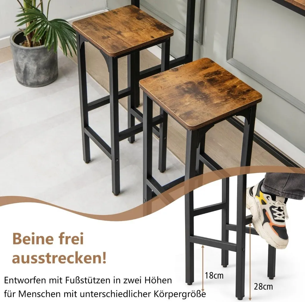 Tabourets de Bar Robustes Lot de 2 - Support 150 kg avec Repose-pieds - 4
