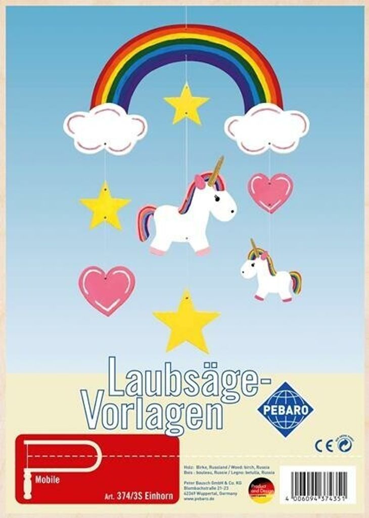Pebaro Laubsägevorlage Mobile Einhorn 374/3S