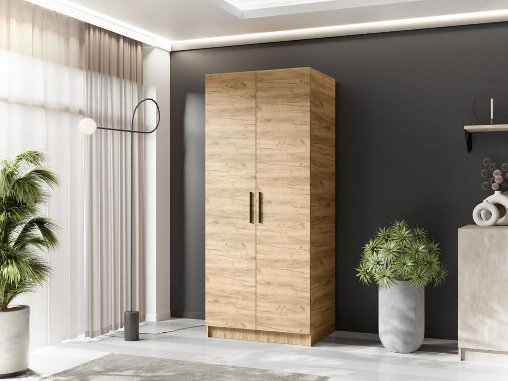 KIER FURNITURE Drehtürenschrank - Kleiderschrank mit Kleiderstange , 78x205x52,5 cm