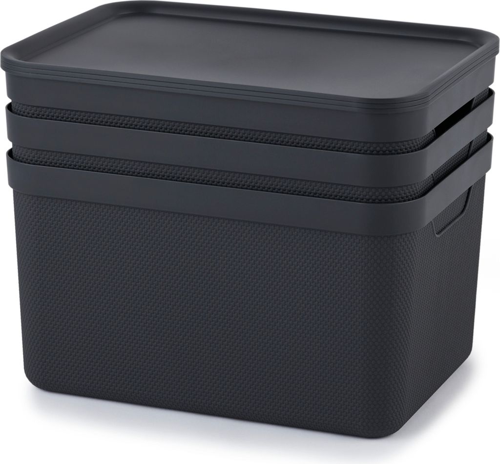 3er Set Dekobox mit Deckel DIN A4 JIVE, Farbe:Holzkohle Produktbild 6