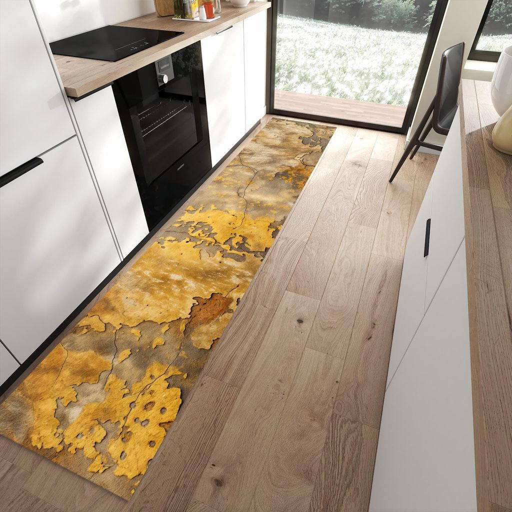 Küchenteppich 60x300cm rutschfest & abwischbar PVC Läufer - Wand von Verwitterte
