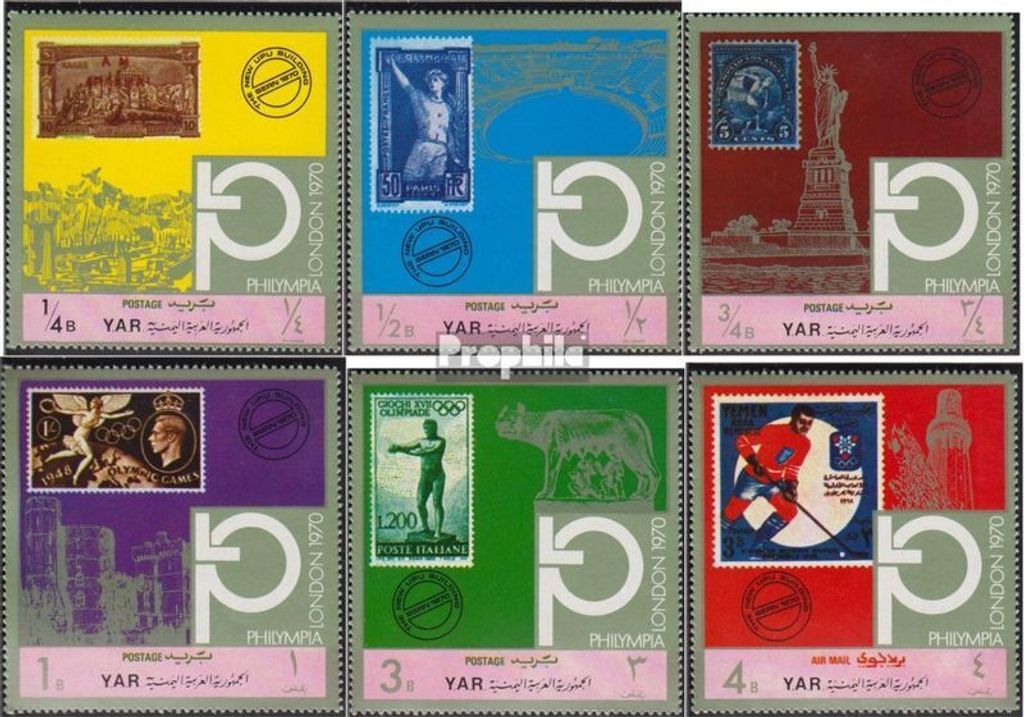 Briefmarken Nordjemen (Arabische Rep.) 1970 Mi 1209-1214 (kompl.Ausg.) postfrisch Weltpostverein UPU
