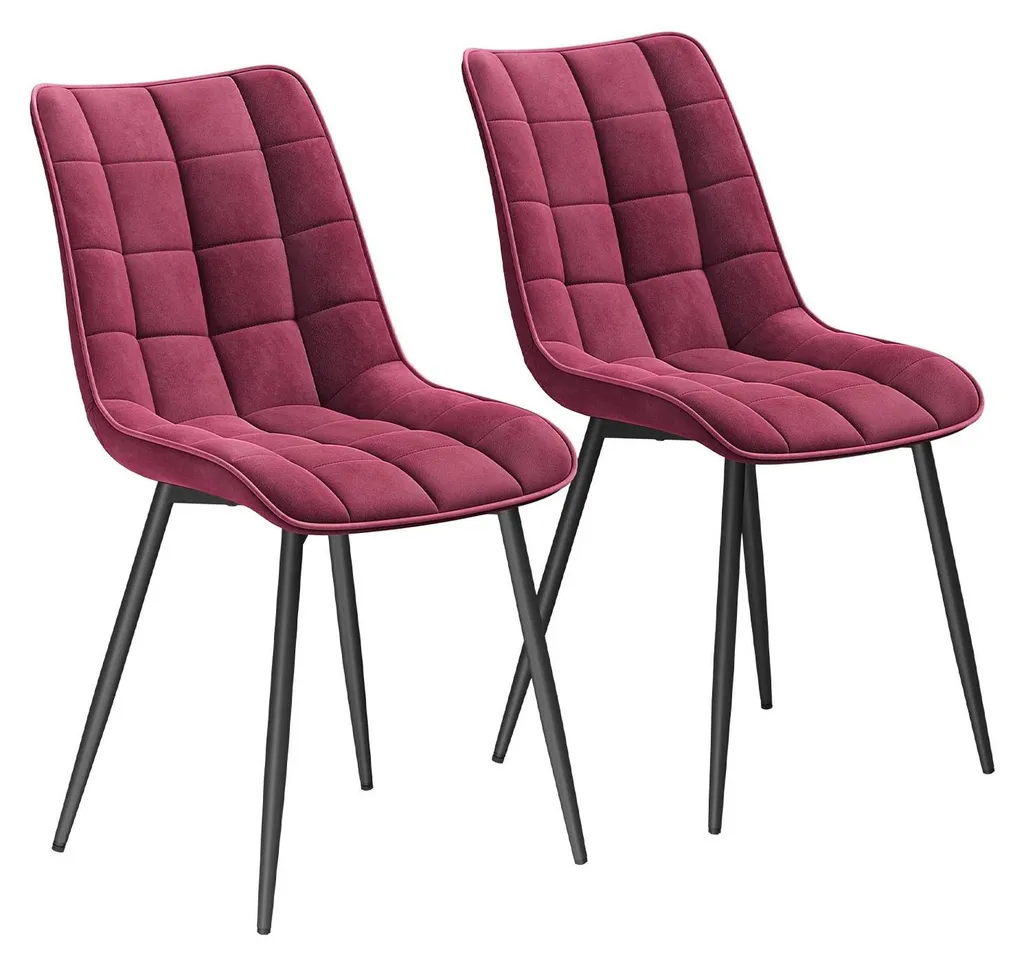 Chaise de salle à manger bordeaux 85,5cm avec pieds en métal stables x2