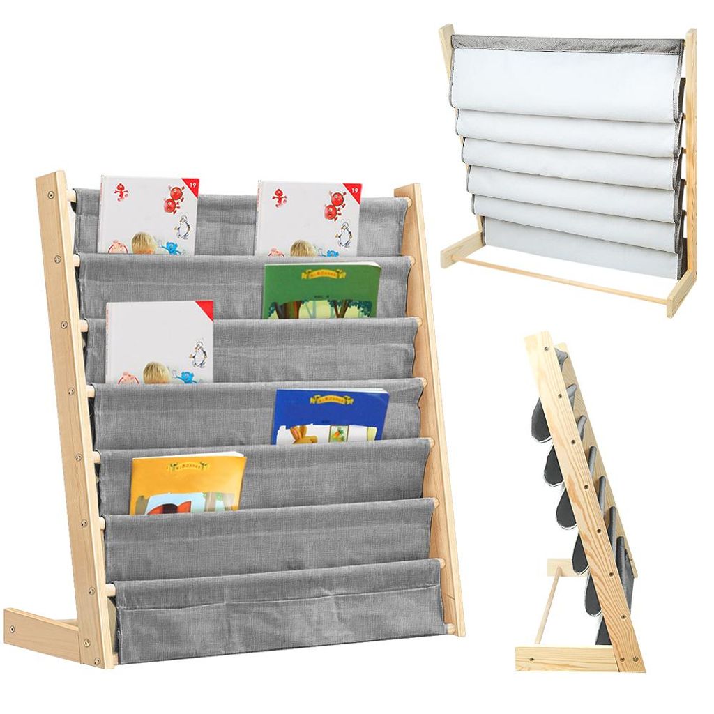 Bücherregal für kinder 75x30x76cm aus Baumwolle Leinen und Produktbild 