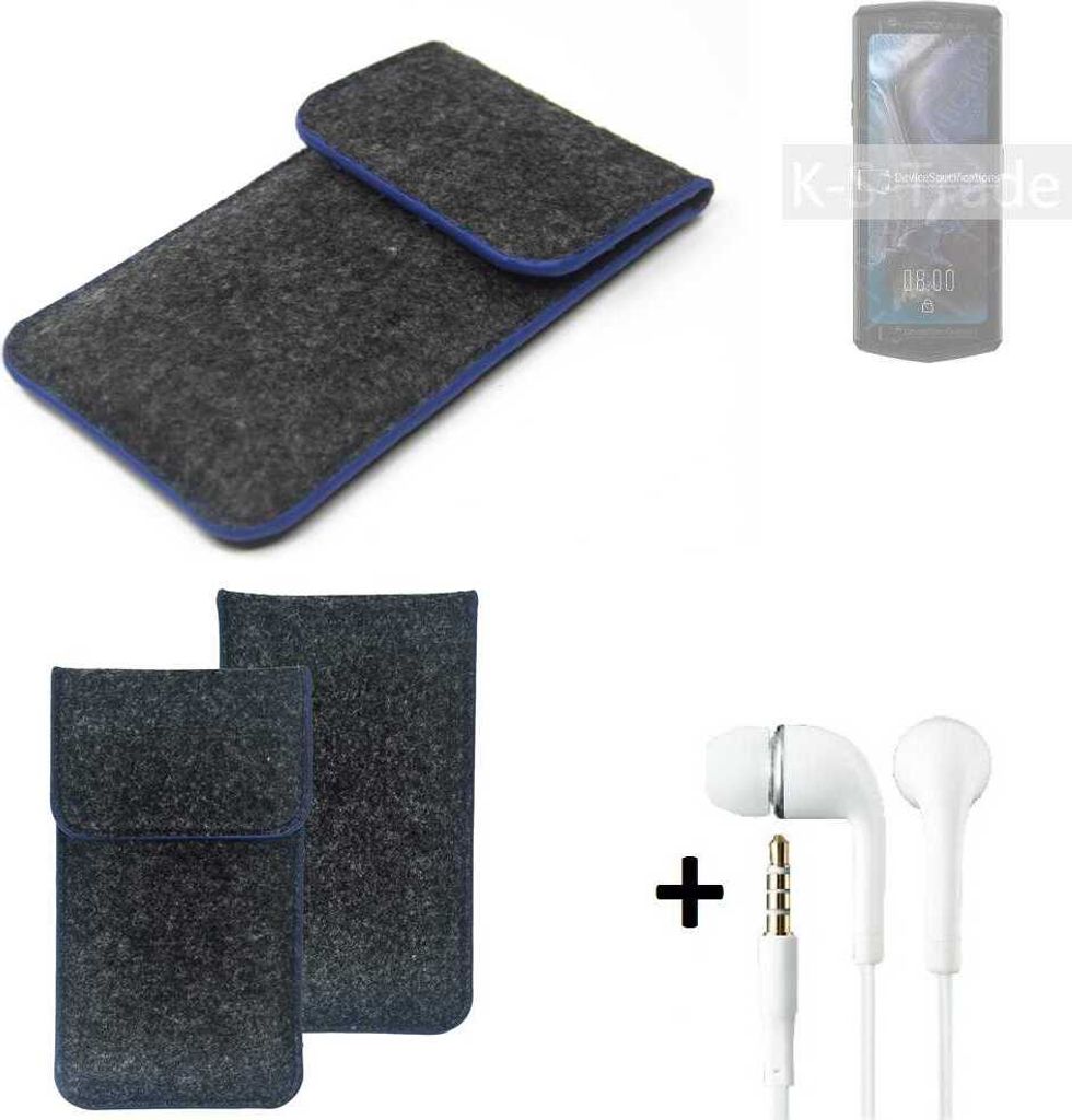 K-S-Trade Handy Schutz Hülle kompatibel mit Cubot Pocket 3 Schutzhülle Handyhülle Filztasche Pouch Tasche Case Sleeve Filzhülle dunkelgrau, blauer