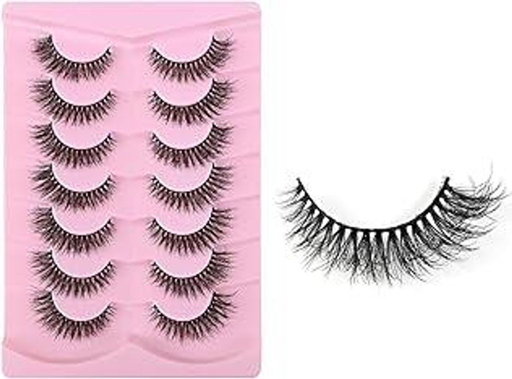 iCovalescent 7 Paar Künstliche Wimpern, Natürliche Wimpern Wispy Lashes Weiche flauschige Wimpern, Cat Eye Lashes