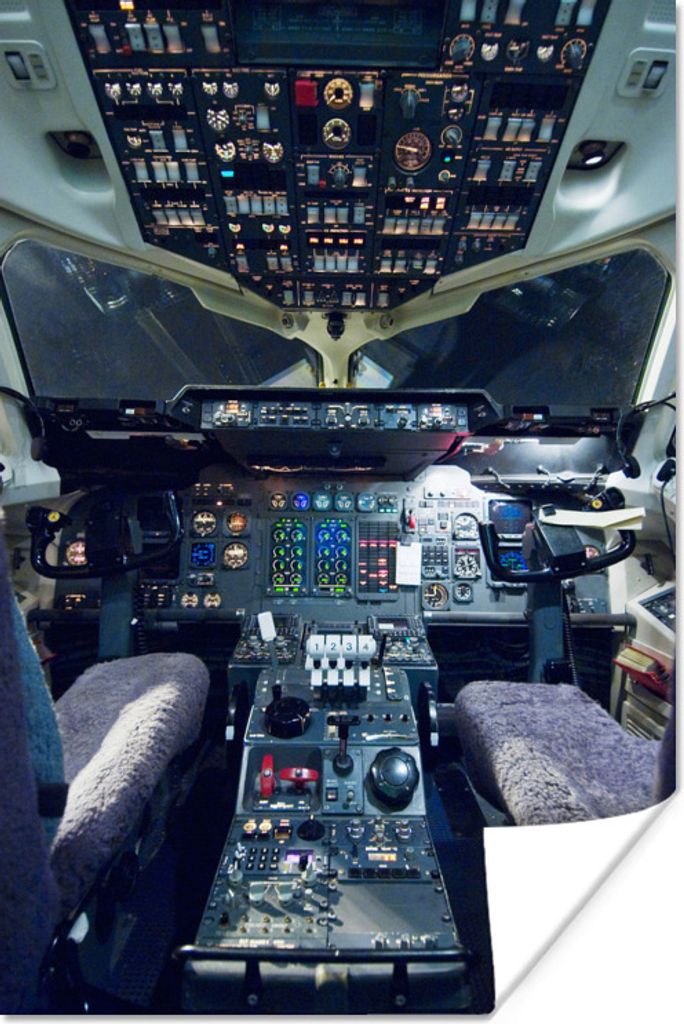 MuchoWow Poster Cockpit ohne Piloten 120x180 cm - Kunstposter