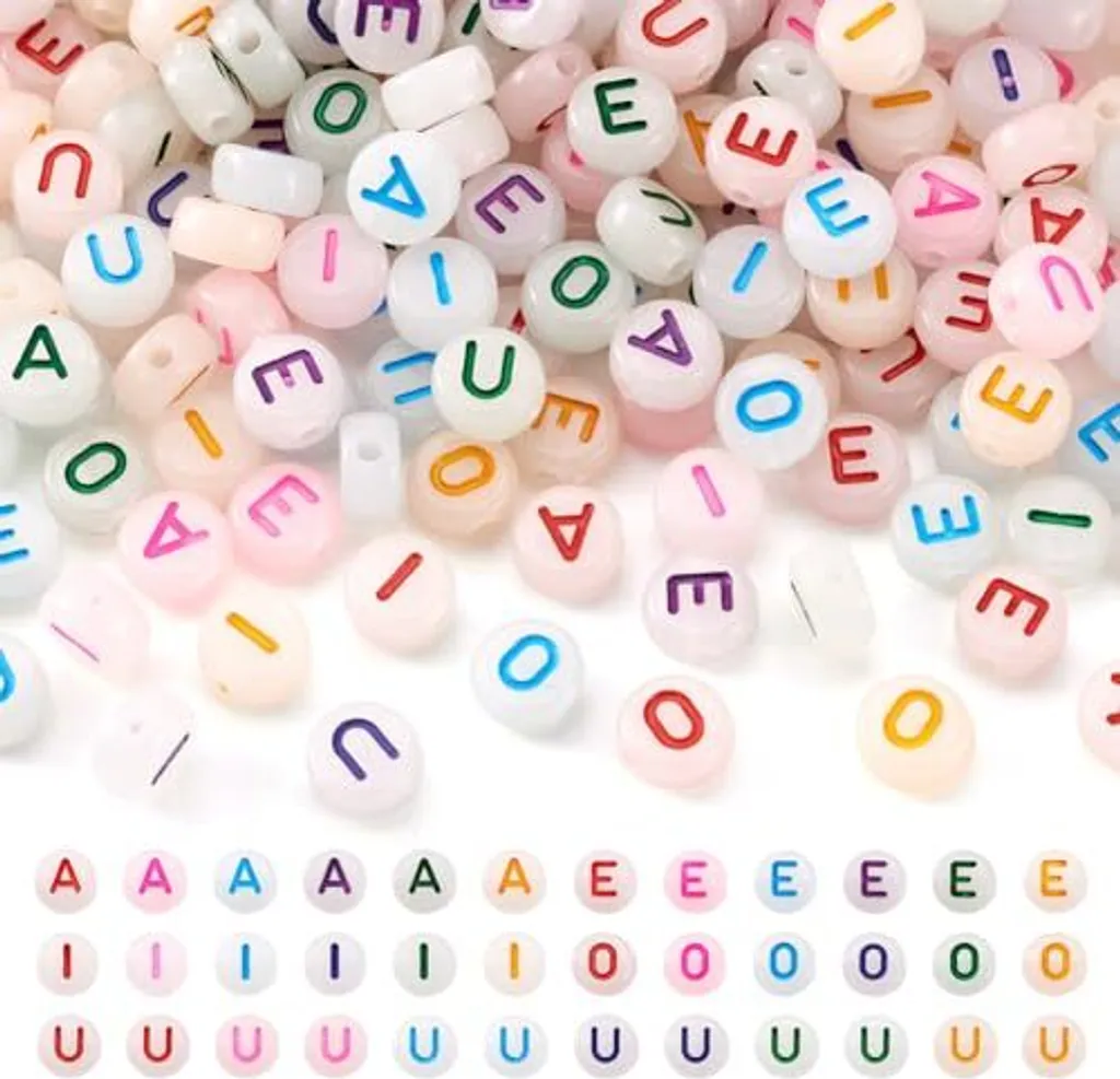 Rotondo Lettera Kit A-z Alfabeto Lettera Perline Con Anelli Di Salto Aperto Gioi