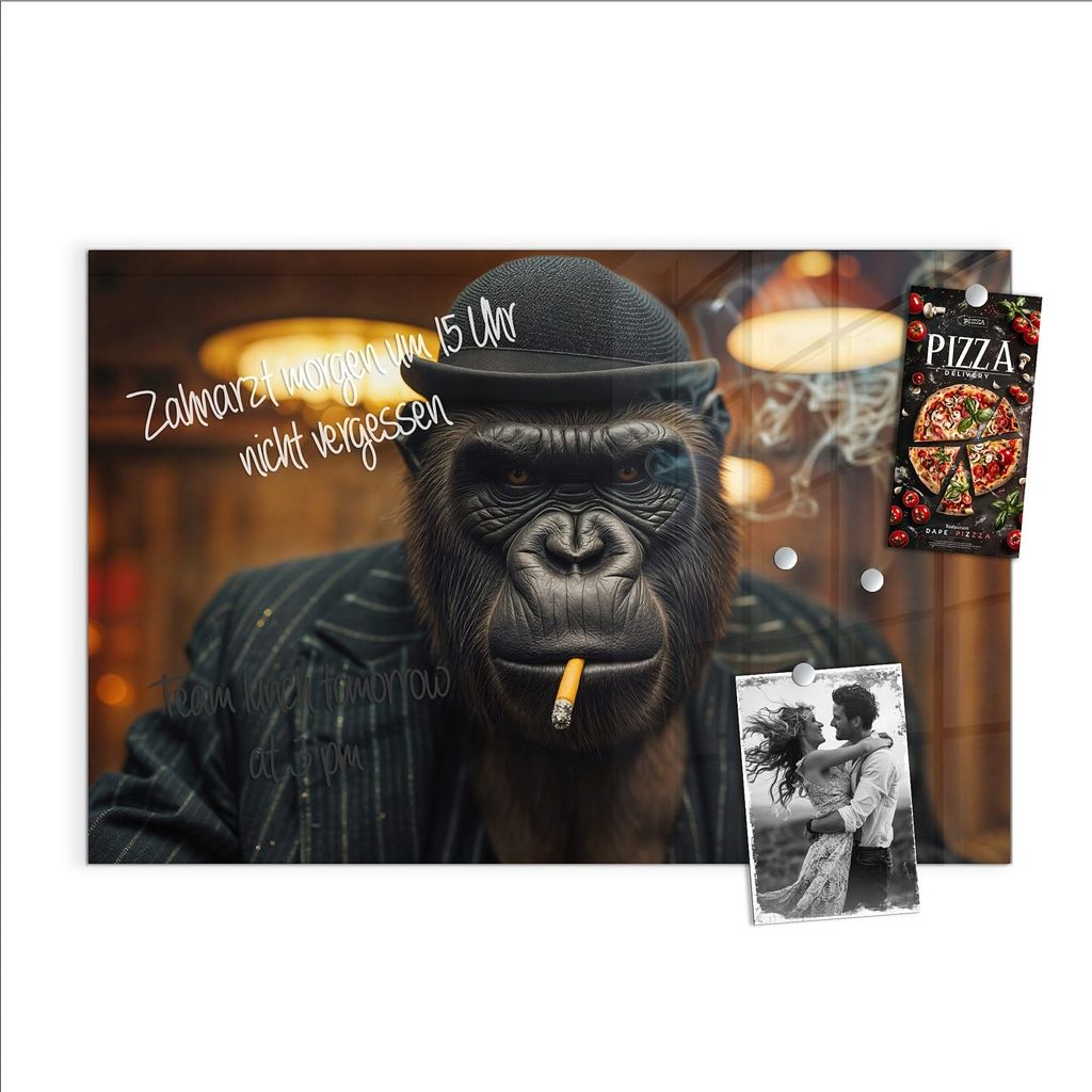 Magnettafel 90x60cm Pinnwand Whiteboard beschreibbar - Rauchender Gorilla