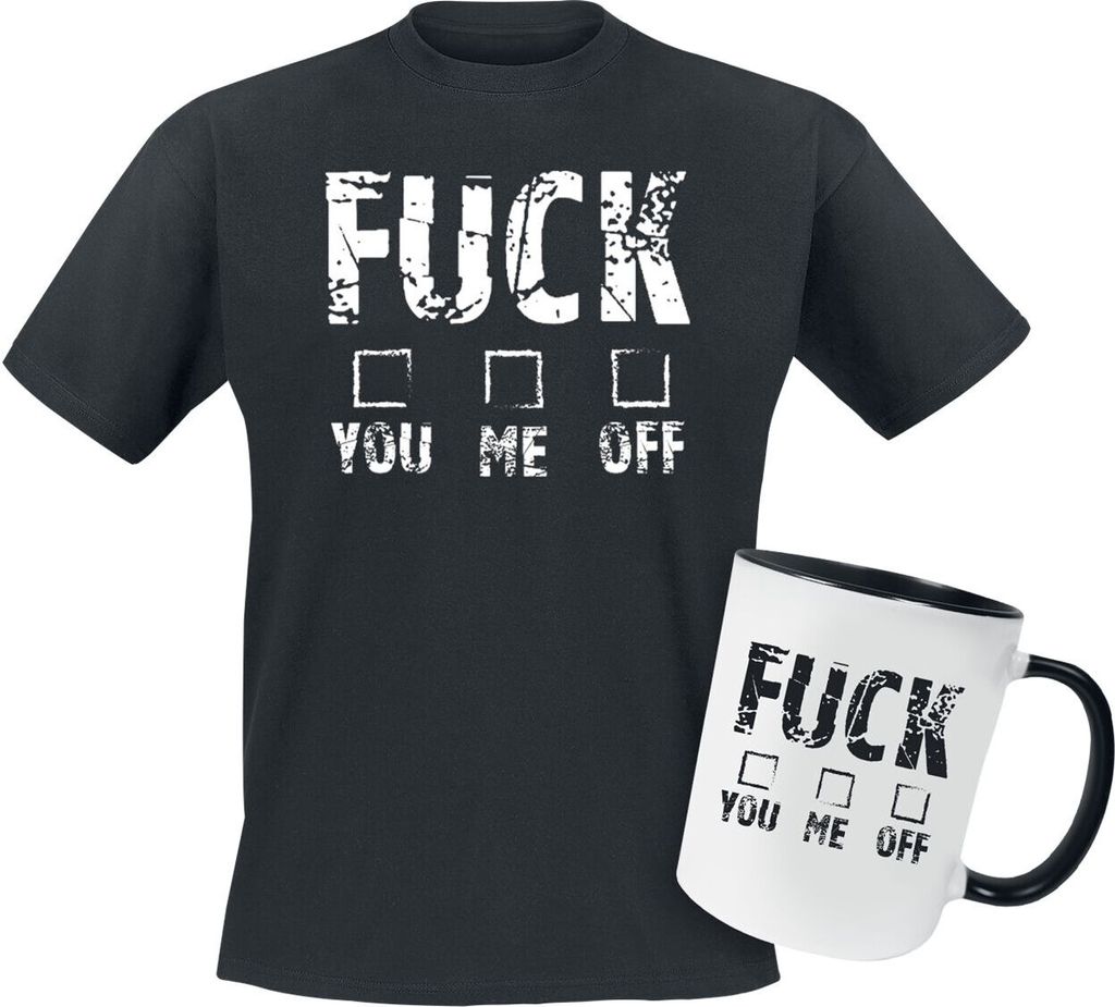 Sprüche T-Shirt Herren Geschenkbox - Geschenkset - Fuck You Me Off schwarz XXL