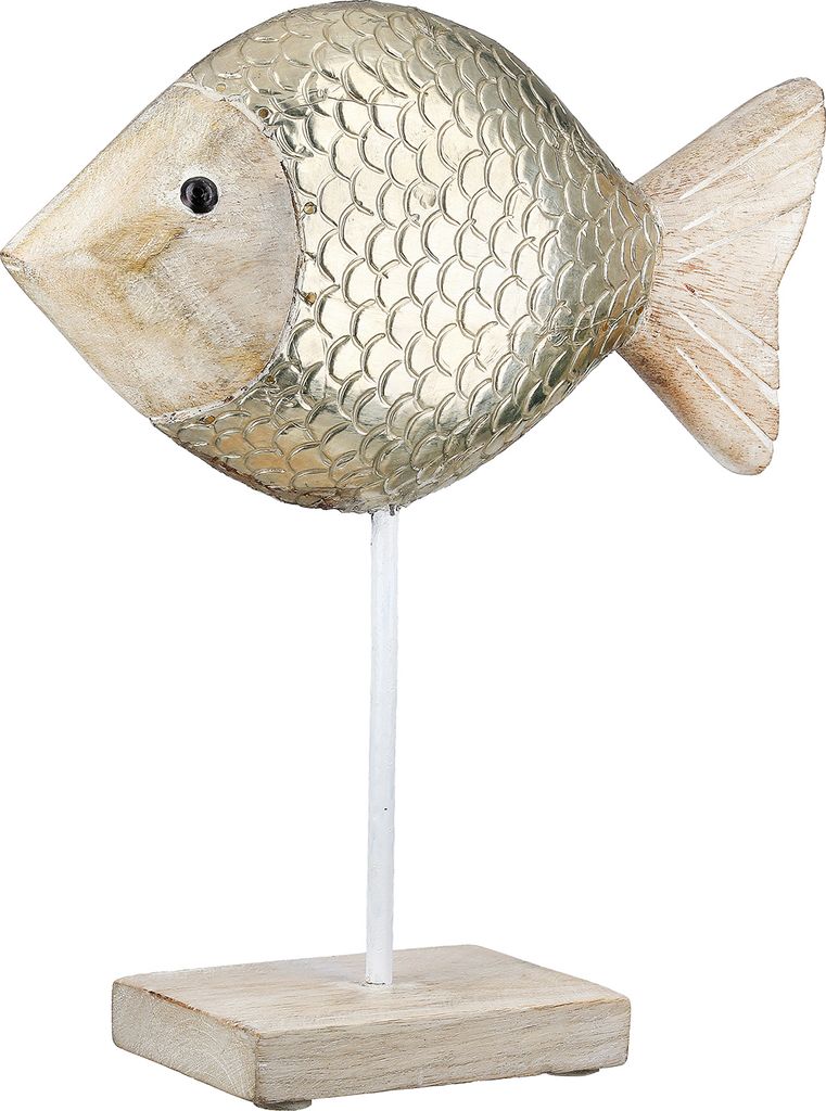Gilde Standrelief, Fisch, "Beach", Mangoholz, naturfarben, VE 2, L. 9 cm, B. 29 cm, H. 34 cm 59155 4063387591550