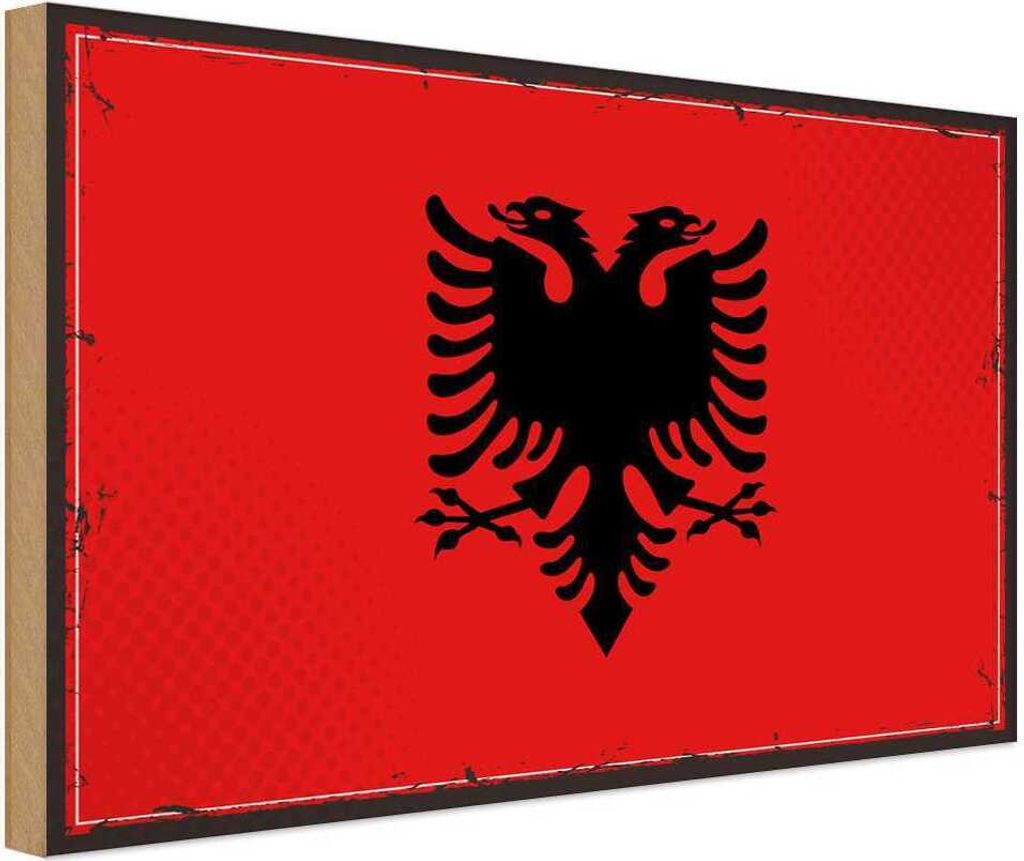 vianmo Holzschild 12x18 cm Albaniens Albania Flagge Fahne Wappen