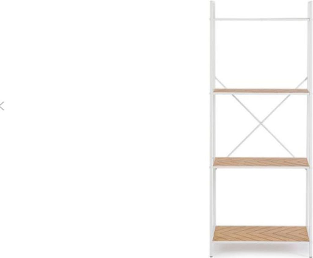 Bücherregal Haldor 60,5 x 150 x 36 cm MDF Stahl Weiß Natur Produktbild 