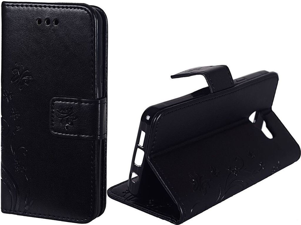 Schutz Hülle Blumen für Handy Samsung Galaxy A3 2016 Schwarz
