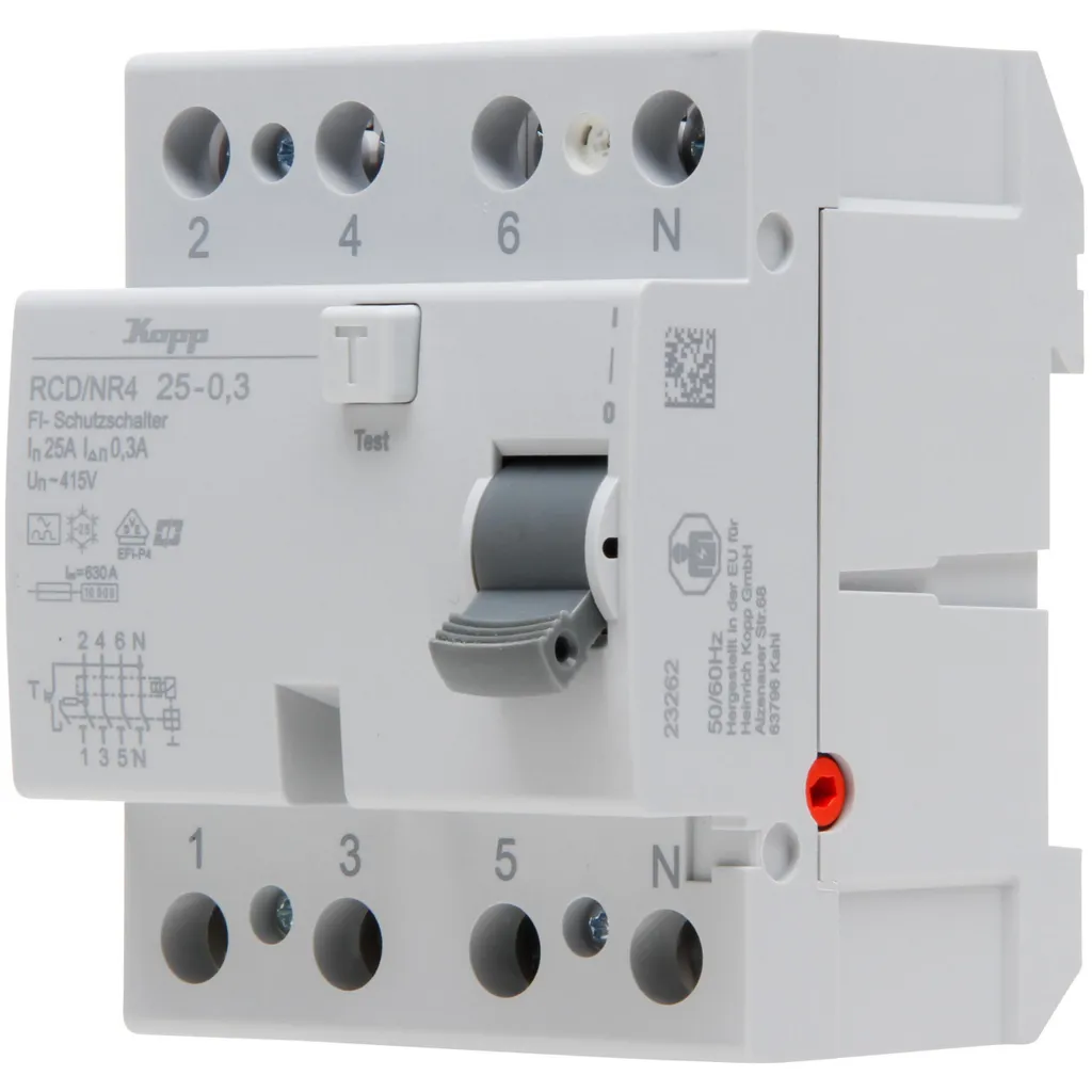 Disjoncteur Différentiel Tétrapolaire KOPP 25A Type A 300mA pour Tableau