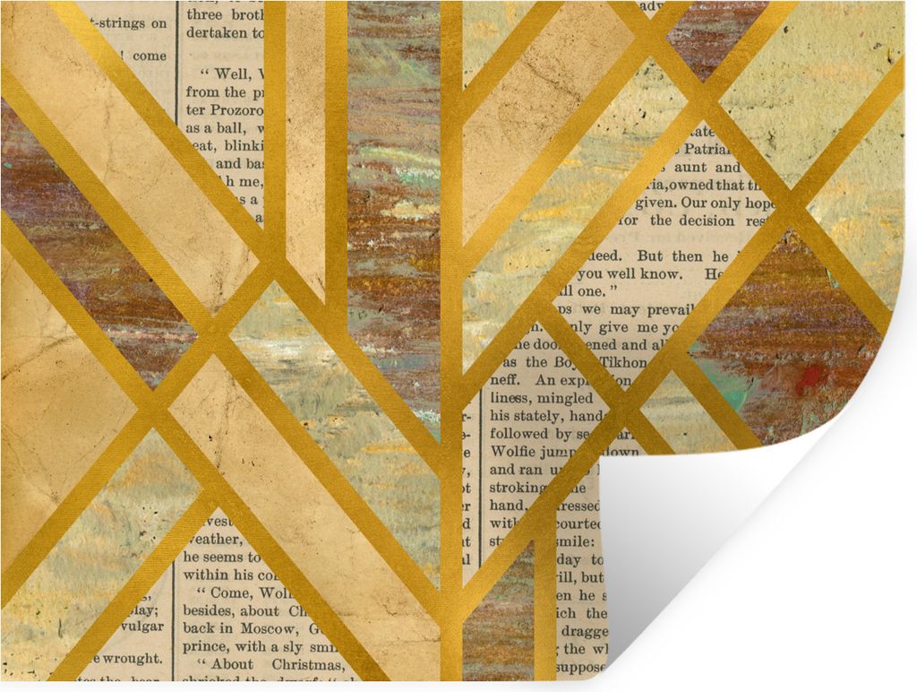 MuchoWow Wandtattoo Wandsticker Wandaufkleber Vintage - Luxus - Design 160x120 cm Selbstklebend und Repositionierbar - Selbstklebend - Fototapeten
