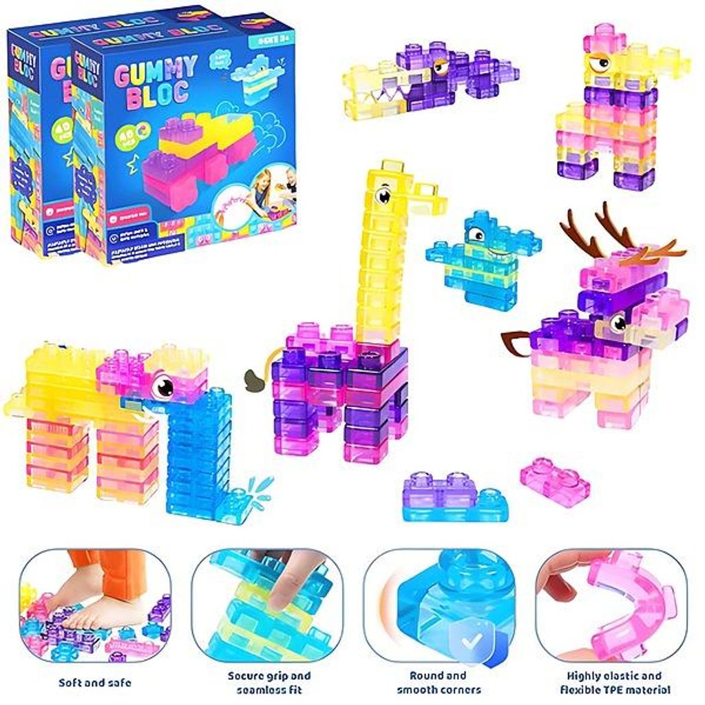 Set di 40 blocchi puzzle in gomma, morbidi elementi da Immagine del prodotto 