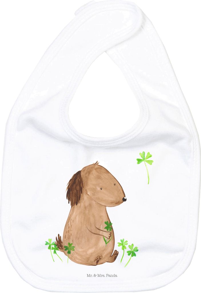 Mr. & Mrs. Panda Lätzchen Hund Kleeblatt - Weiß - Geschenk, Sabber, Baumwoll, Viel Glück, Sabberlätzchen, Für Babys, Sprüche, Glücksbringer,...