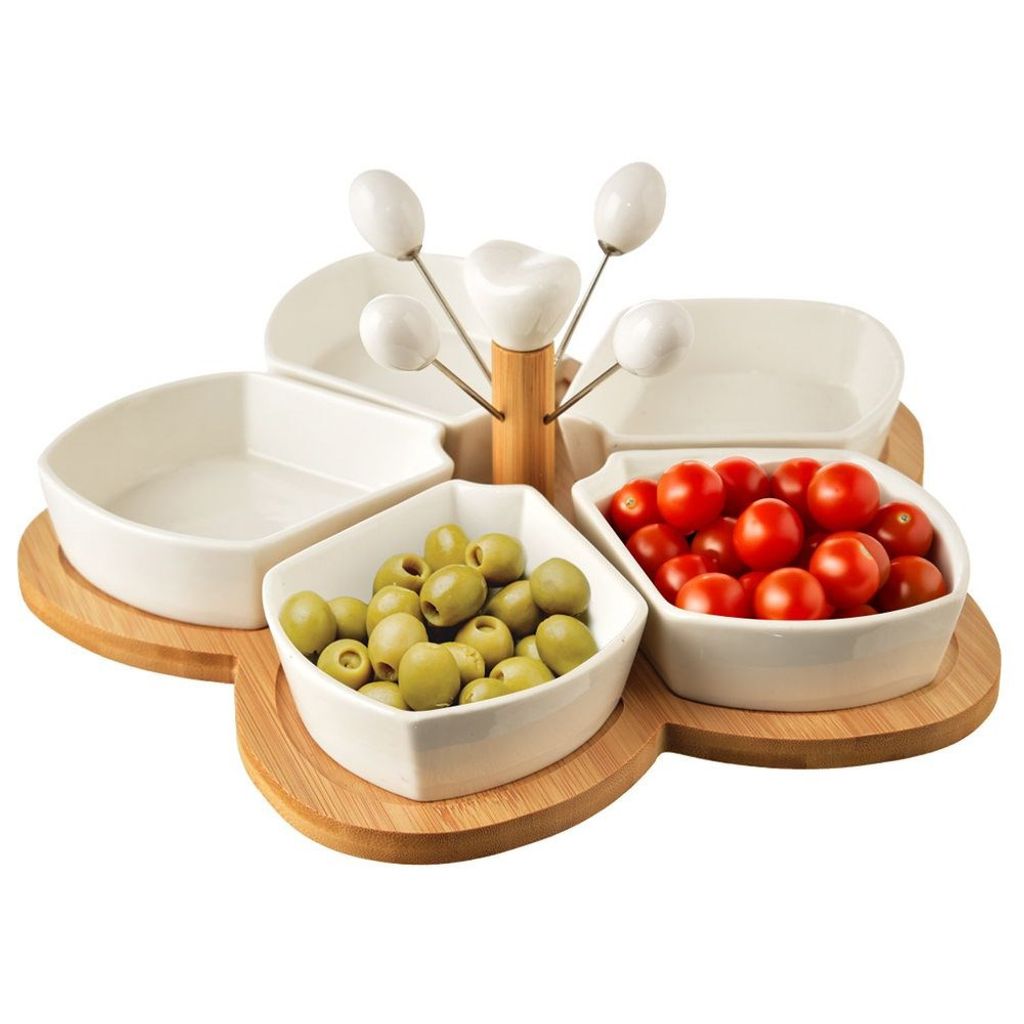 ORION Whiteline Servierschüsseln mit Spießen und Tablett 129201