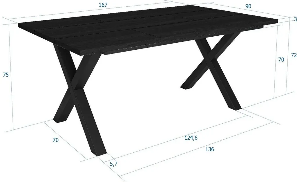 Table stable et robuste Bolt Edge 170cm bois massif pour 6 personnes