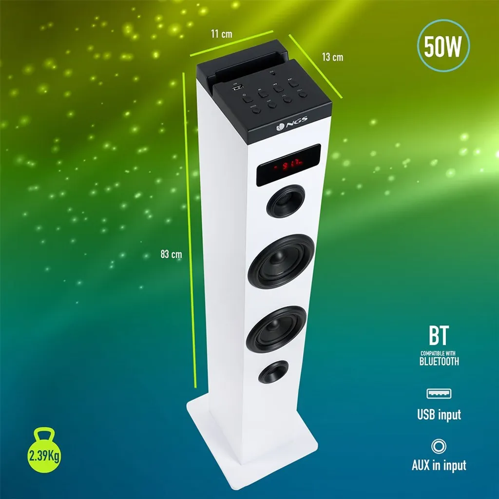 NGS Sky Charm Torre sonora Bluetooth 50W Bianco - 11