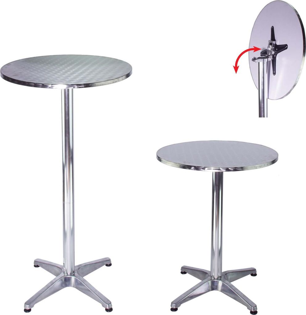 2x Stehtisch 2in1 Alu höhenverstellbar 70/115cm Ø60cm Produktbild 