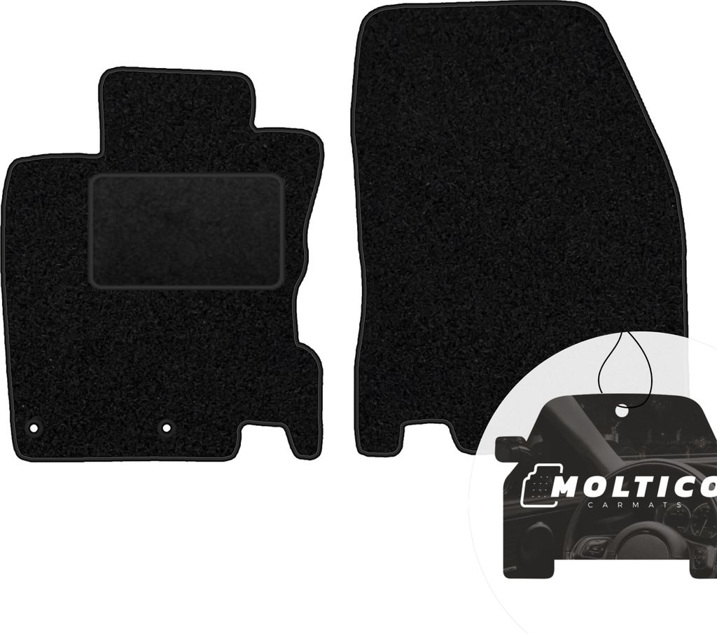 moto-MOLTICO Vorne Fußmatten Auto Velours Autoteppiche Schwarz Automatten Set 2-teilig passend für Nissan Qashqai II 2013-2021