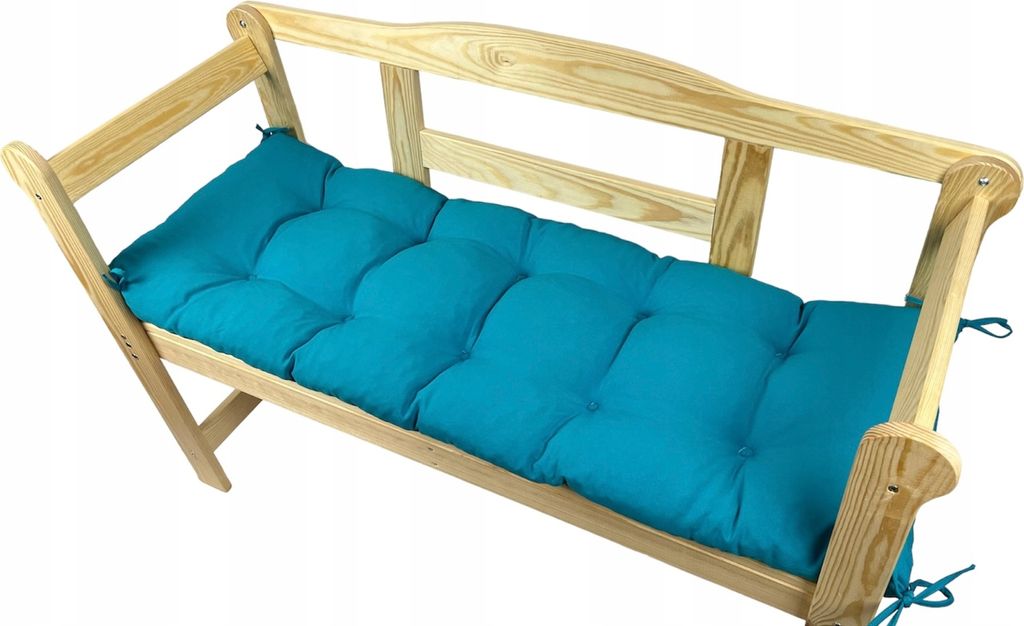 Gartenbankkissen, azurblau, 170x40x8, Gartenkissen, Produktbild 
