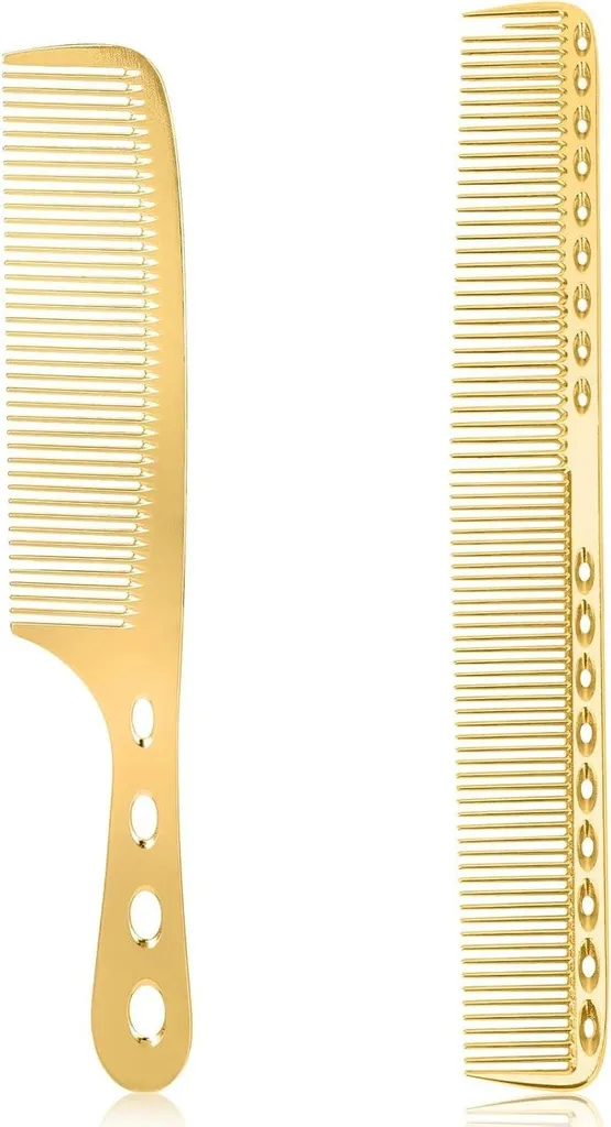 Peigne professionnel en or-aluminium avec carbone antistatique x2