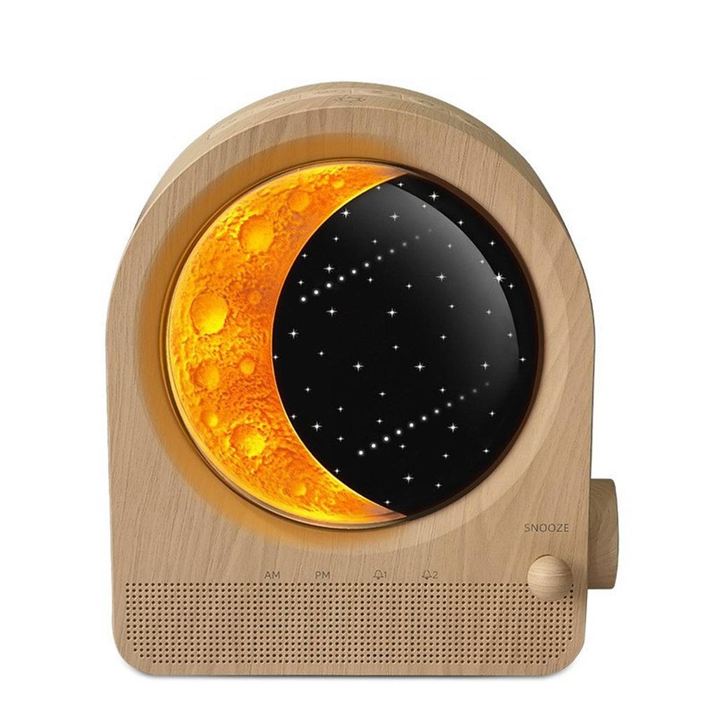 Sonnenaufgang Licht Wecker – Wecker mit weißem Rauschen und Mondlicht, 10 Töne & Countdown Funktion, Einstellbare Helligkeit