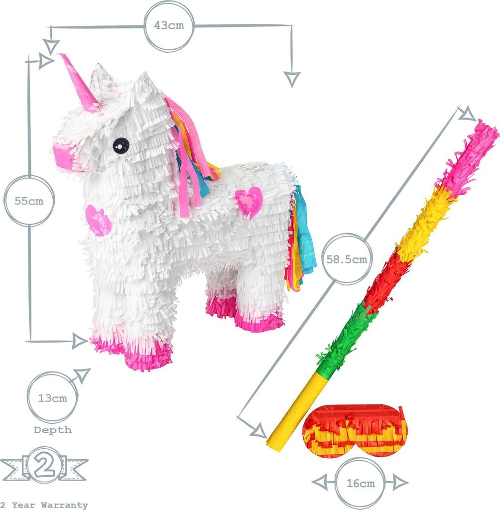 Fax Potato Unicorn Pinata Set mit Stick & Blindfold | 43 x Produktbild 3