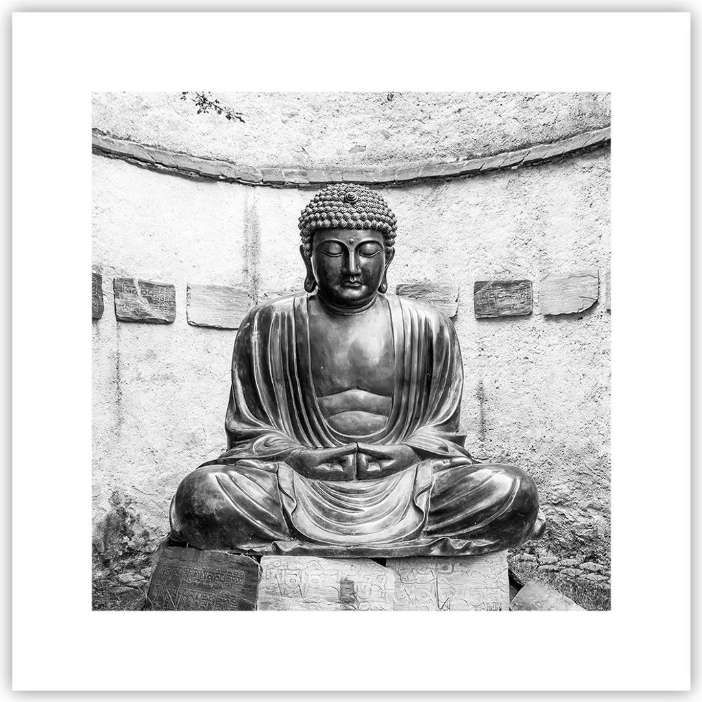 Poster - Poster ohne Rahmen - Japanisch Buddha Statue - 30x30 cm - Wand Bild - Wanddeko - Wandbilder - Kunstposter - Wandposter - Bilder - Kunstdru...