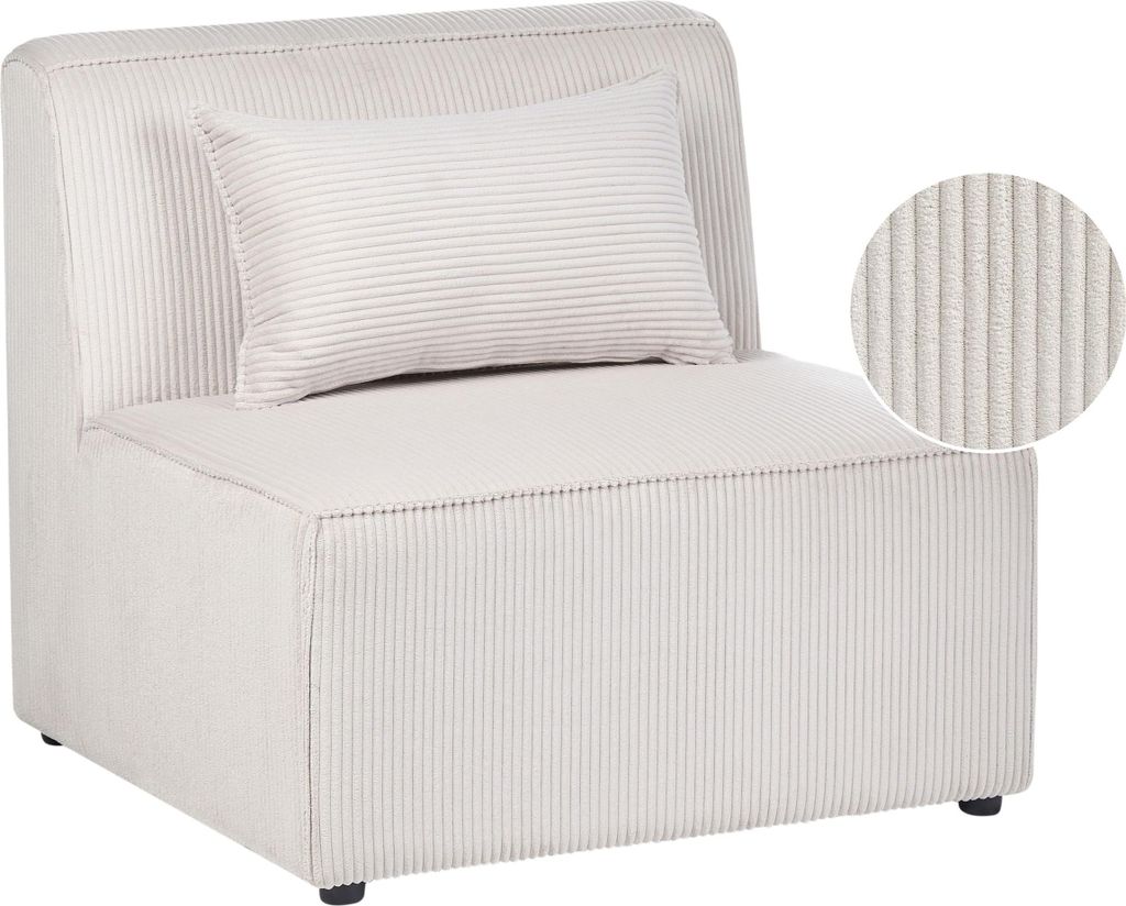 BELIANI Mittelstück für Sofa Beige Stoffbezug aus Cord mit Rückenlehne Modernes Retro Design Wohn- und Arbeitszimmer Flur Diele Salon Möbel