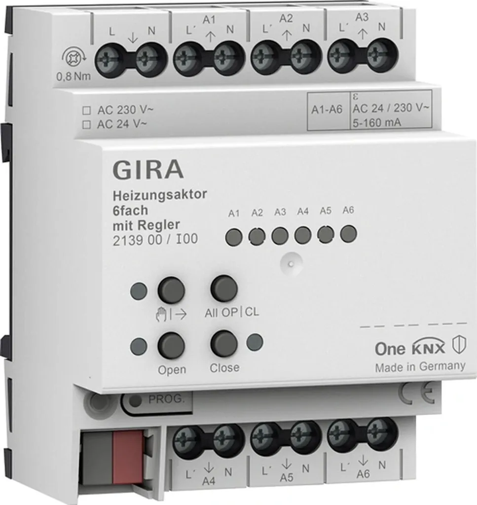 Actionneur Thermique KNX 6 Canaux Gira pour Régulation de Chauffage