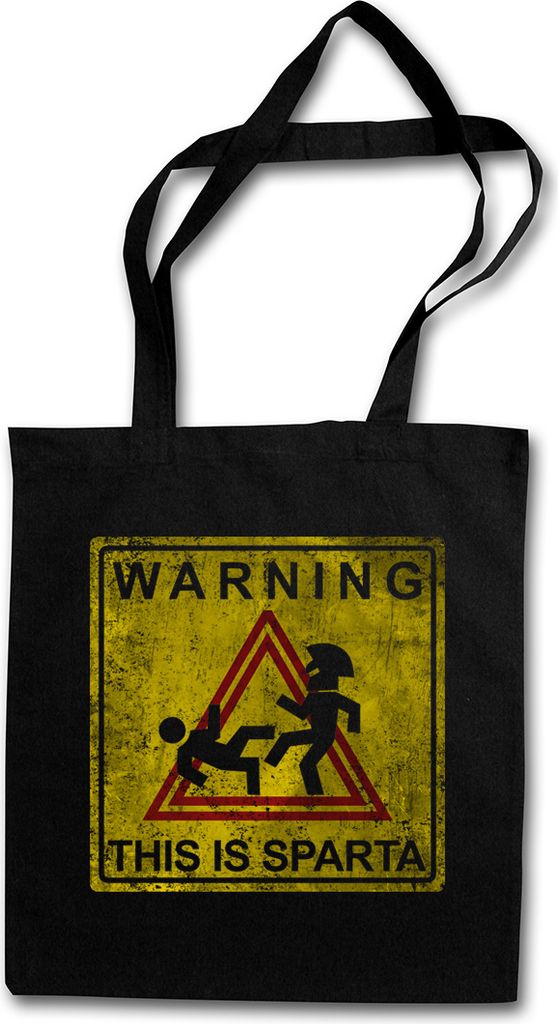 Urban Backwoods Warning This Is Sparta Sign, Stofftasche, Farbe: Schwarz