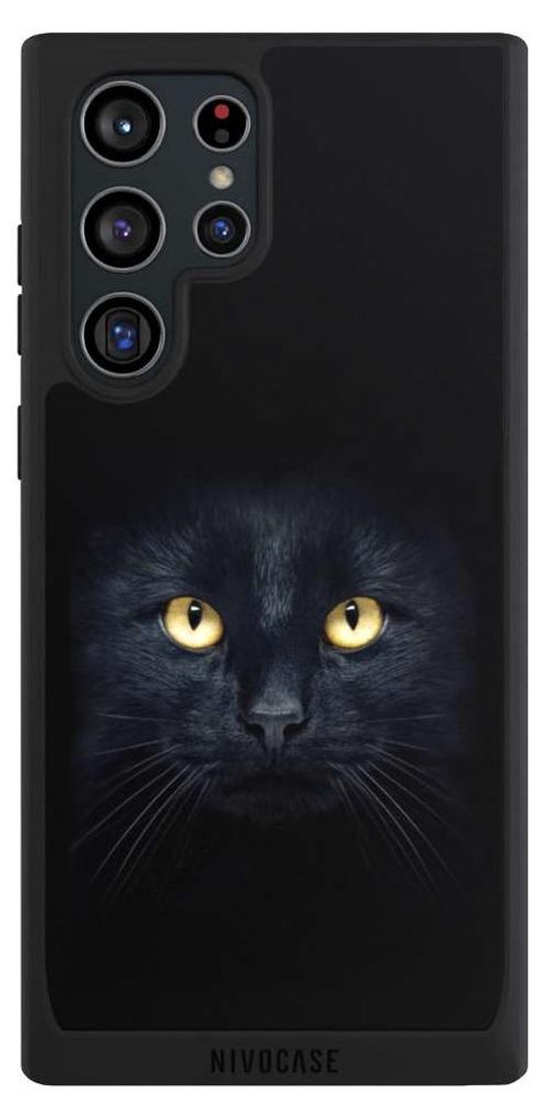 NIVOCASE Handyhülle für Samsung Galaxy S22 Ultra Hülle NIVOpure Case Schwarz Auge Katze schwarz
