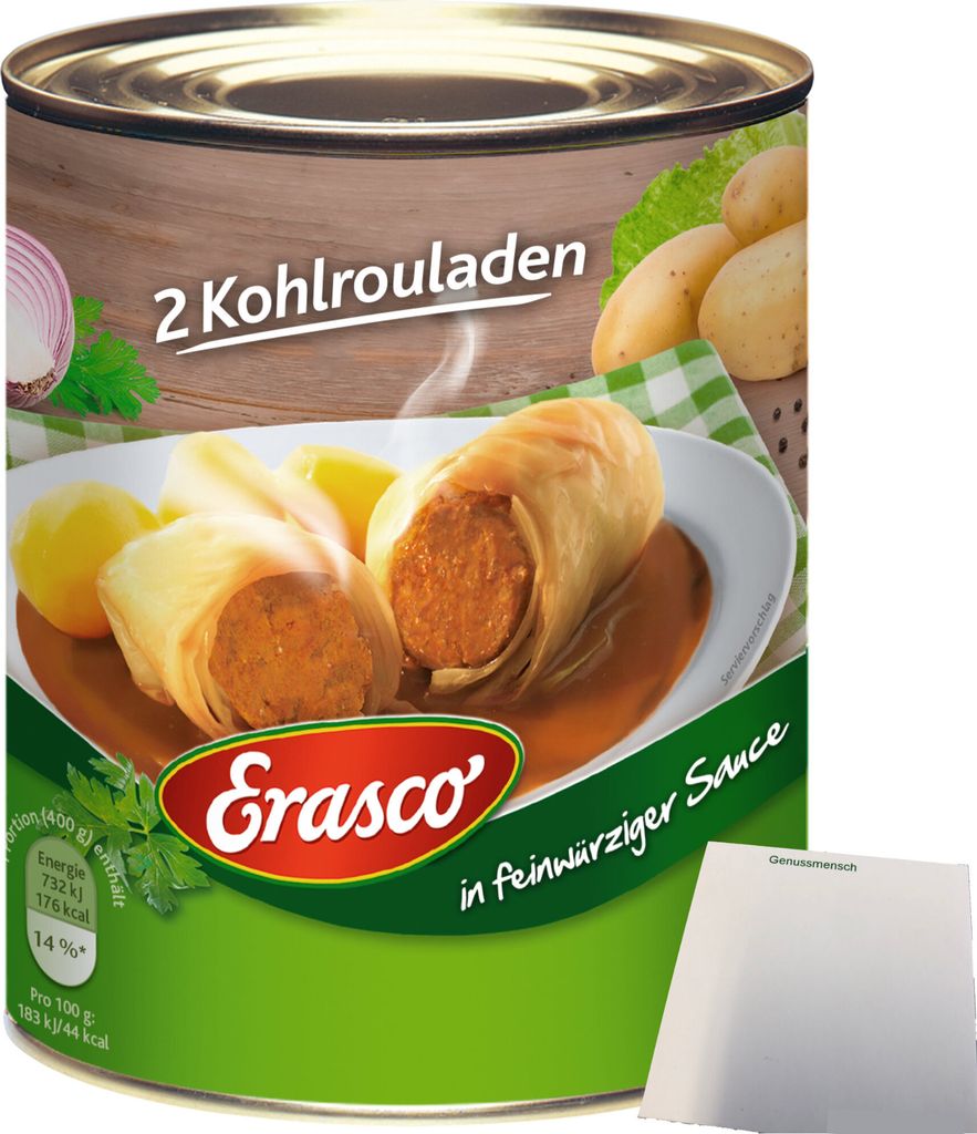 Erasco 2 Kohlrouladen in Herzhafter Sauce (800g Dose) + usy Block