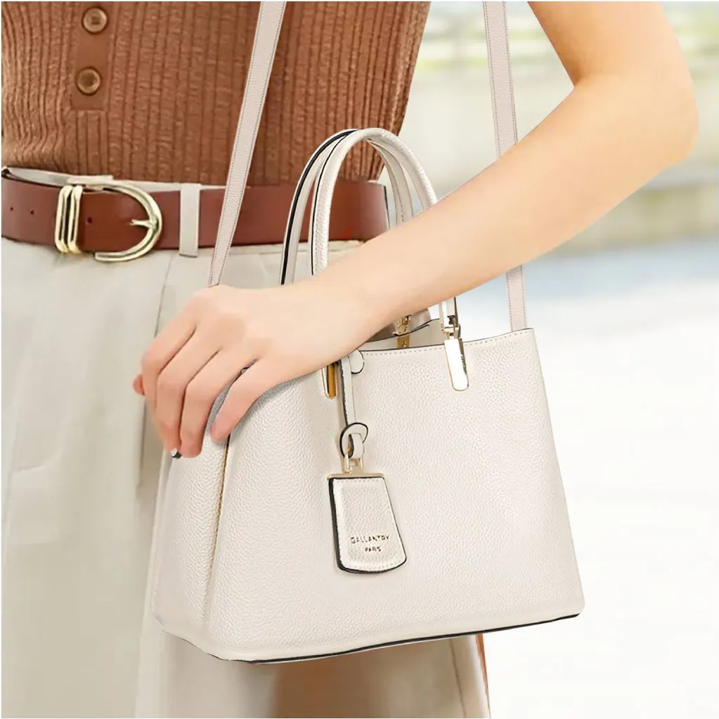 Sac à Main Beige Gallantry Multi-compartiments avec Large Bandoulière