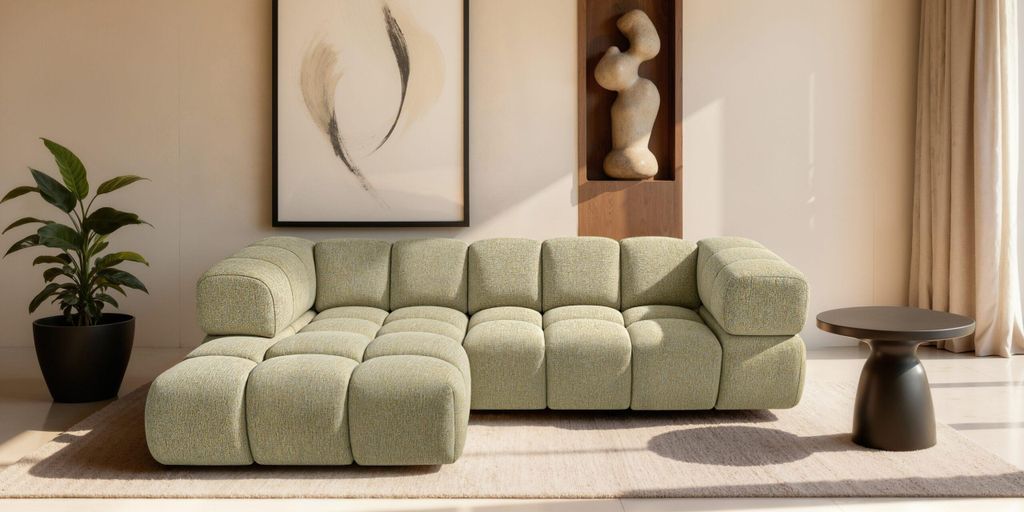 Kaiser Möbel Ecksofa L-Form Averro, stoff Puente, Hellgelb, Links