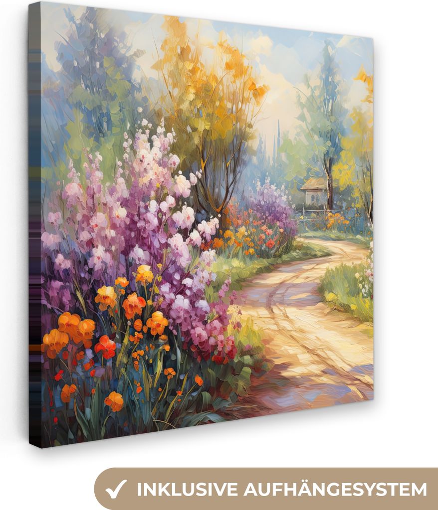 MuchoWow - Leinwandbilder - Blumen - Bäume - Kunst - Aquarell, Wandbild, Wanddeko Bilder Wohnzimmer, 20x20 cm