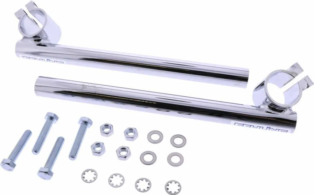 Guidon moto custom FEHLING en chrome robuste de 22 mm et centre en 32 mm