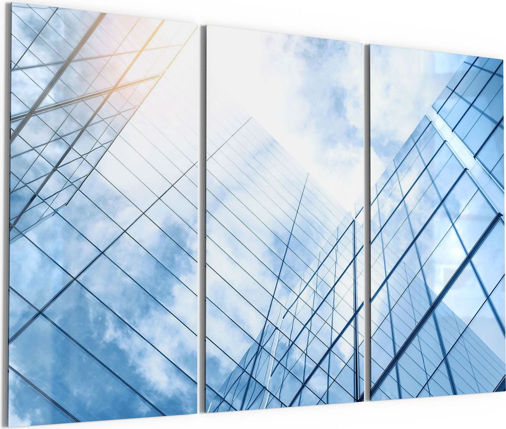 DEQORI Glasbilder Acryl 3x50x100 cm 'Gläserne Wolkenkratzer' Wandbilder XXL groß