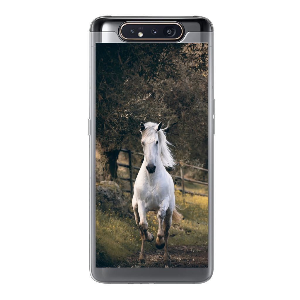 MuchoWow Handyhülle Schutzhülle Hülle für Samsung Galaxy A80 Pferd - Natur - Schlamm Silikon Softcase Handy Hülle - Schutzdeckel