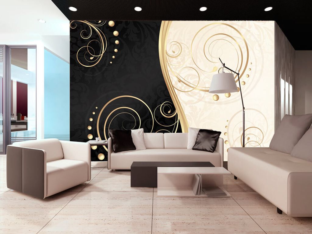 Vlies Fototapete 350x256 cm Tapeten Wandtapete XXL Abstrakt Ornament beige gold braun a-A-0024-a-c