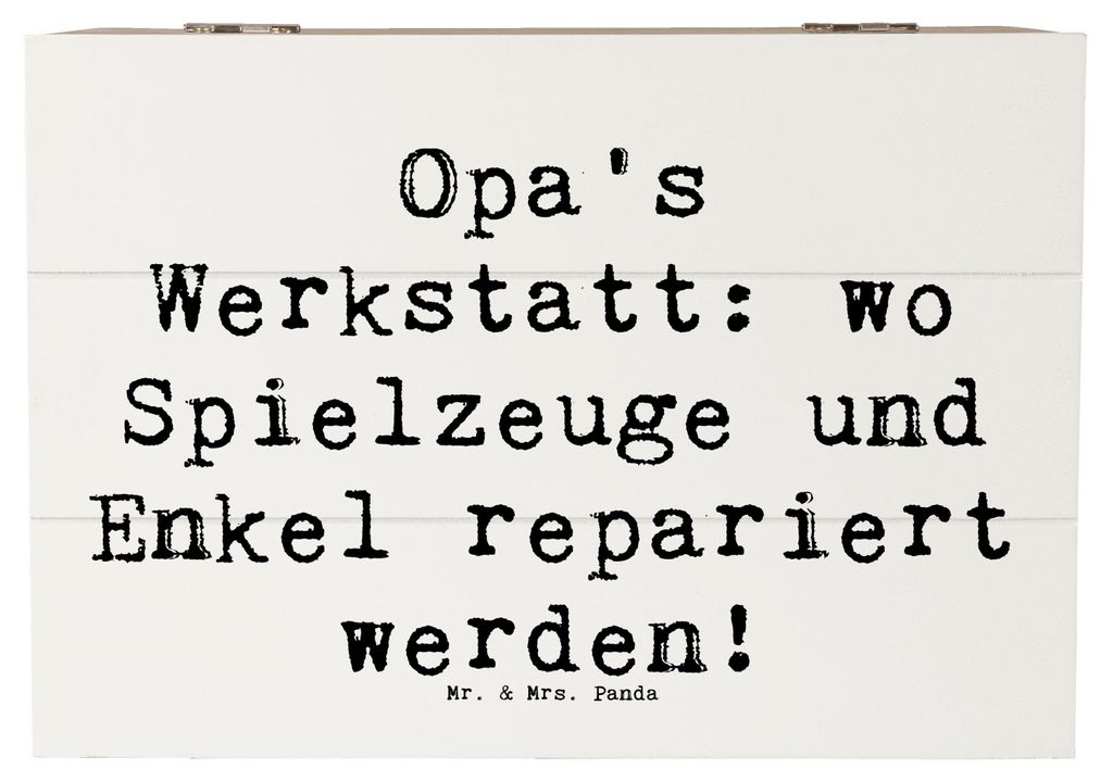Mr. & Mrs. Panda Erinnerungsbox Spruch Großeltern Werkstatt 22 x 15 cm - Weiß - Geschenk, Dankeschön, Schatzkiste, Familienmitglieder, Holz Aufb...