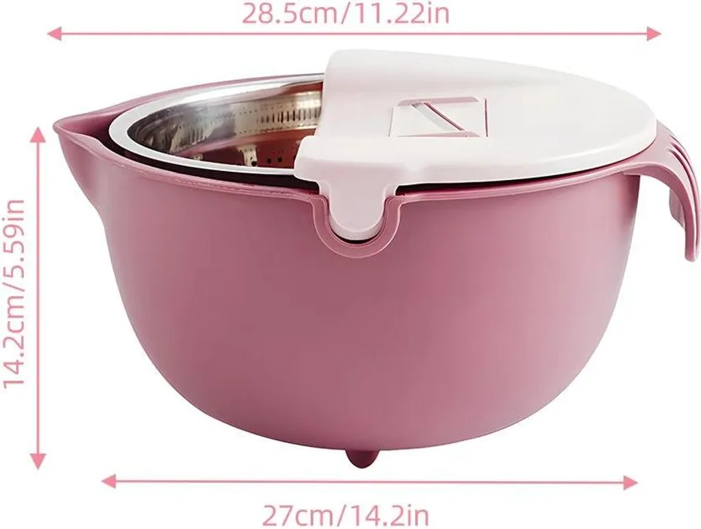 Set Cucina 9 in 1 Scolapasta Girevole Nero 3.8L con Tagliaverdure