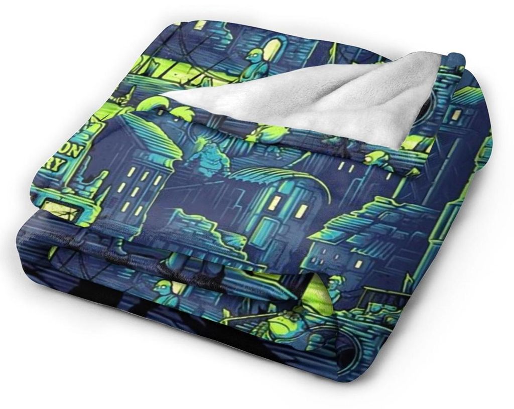 Futuristic Cartoon Throw Blanket 1 Stück, Plush Sci-Fi Theme, 80x60 Zoll, Für Sofa Bett Büro Reisen