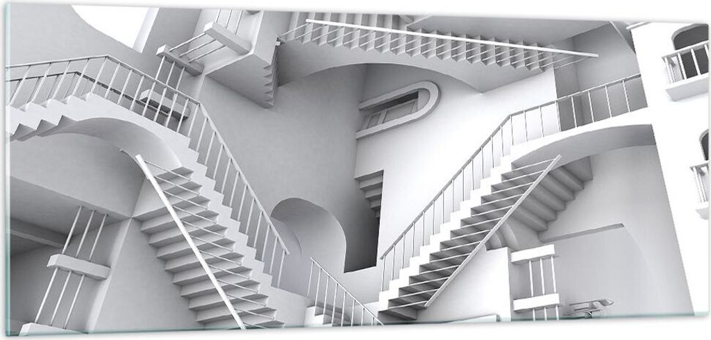 Bilder auf glas - Einteilig - Wissenschaft Illusion Treppen - 100x40cm - Glasbilder - Wandbilder - Bilder - Wanddekoration aus Glas - Glas Bilder -...