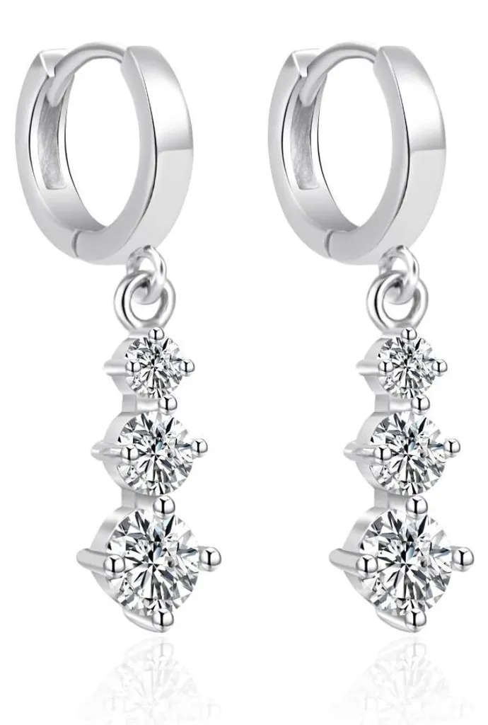 Créoles argent AGT-E069KW serties de zircons clairs haute brillance